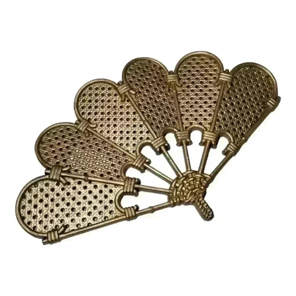 Large VTG Mid Century Burwood plastic wicker rattan wall hanging fan - Picture 1 of 4